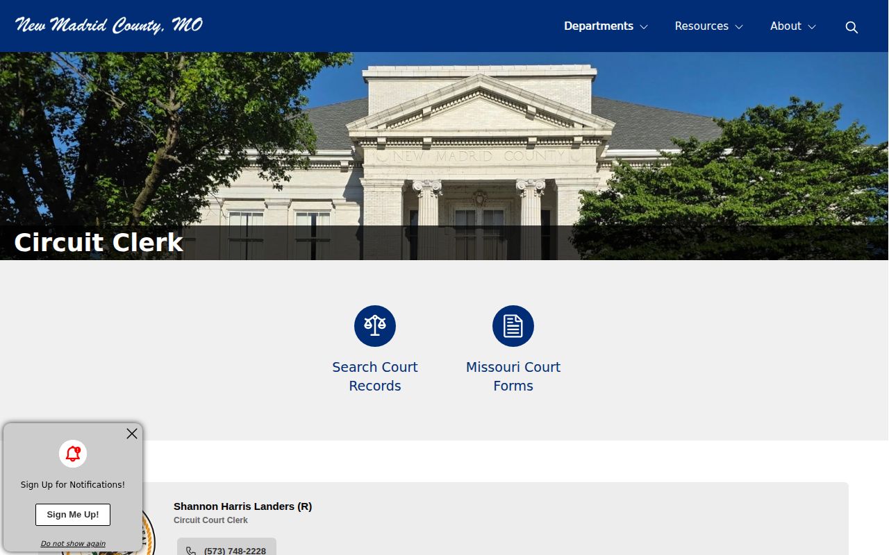 New Madrid County Circuit Clerk court records and forms page